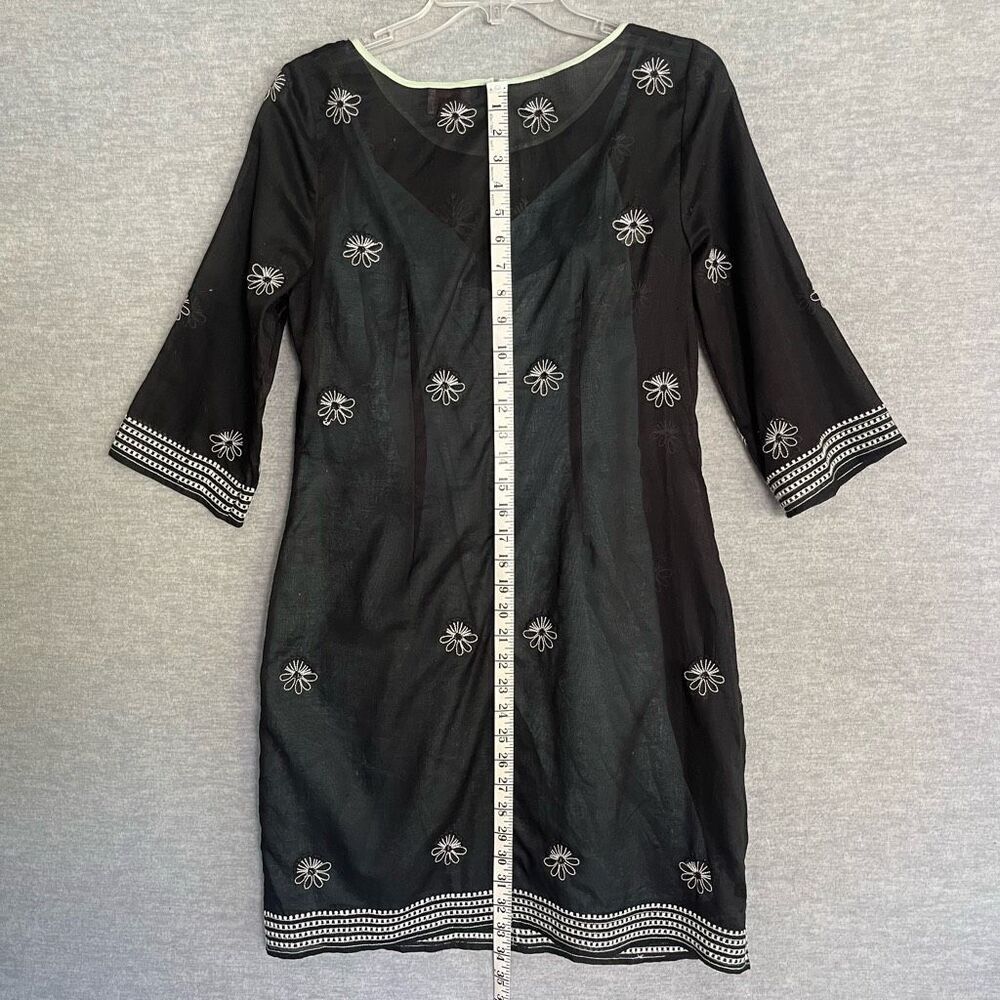 Plenty by Tracy Reese Sheer Cotton Dress Size 8 Embroidered Floral Resort Cruise - Picture 8 of 12